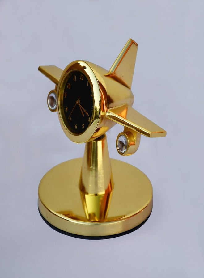 Saugat Traders Rotating Aeroplane Analog Table Clock Showpiece - Metal Airplane Clock for Office Desk, Study Table - Gift for Men, Women, Boys, Pilot, Air Hostess, Airforce Person (Golden), 10x7.5 Cm - Image 5